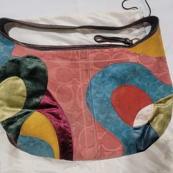 Coach Ltd Edition Multicolor Suede/Velvet Patchwork Ergo Hobo Bag - Picture 3 of 8